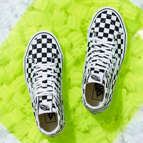 vans sk8-hi棋盘格高帮休闲板鞋