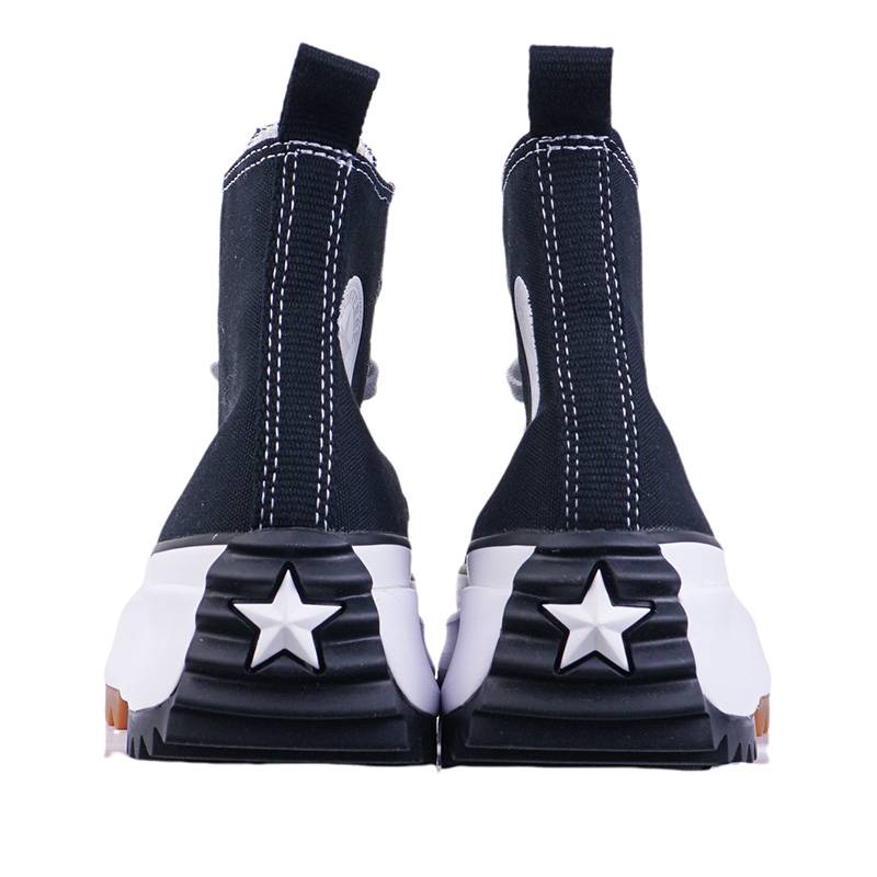 男女款Run Star Hike黑白色增高厚底休闲情侣帆布鞋