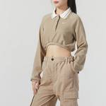 女士长袖短款翻领上衣