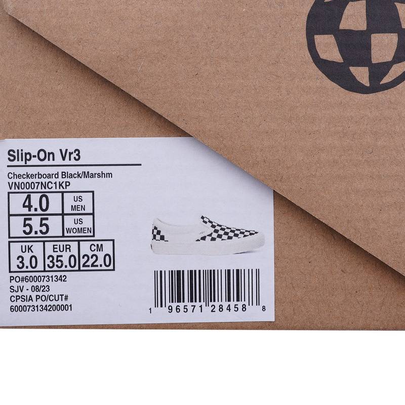slip-on VR3男女同款黑白棋盘格一脚蹬帆布鞋
