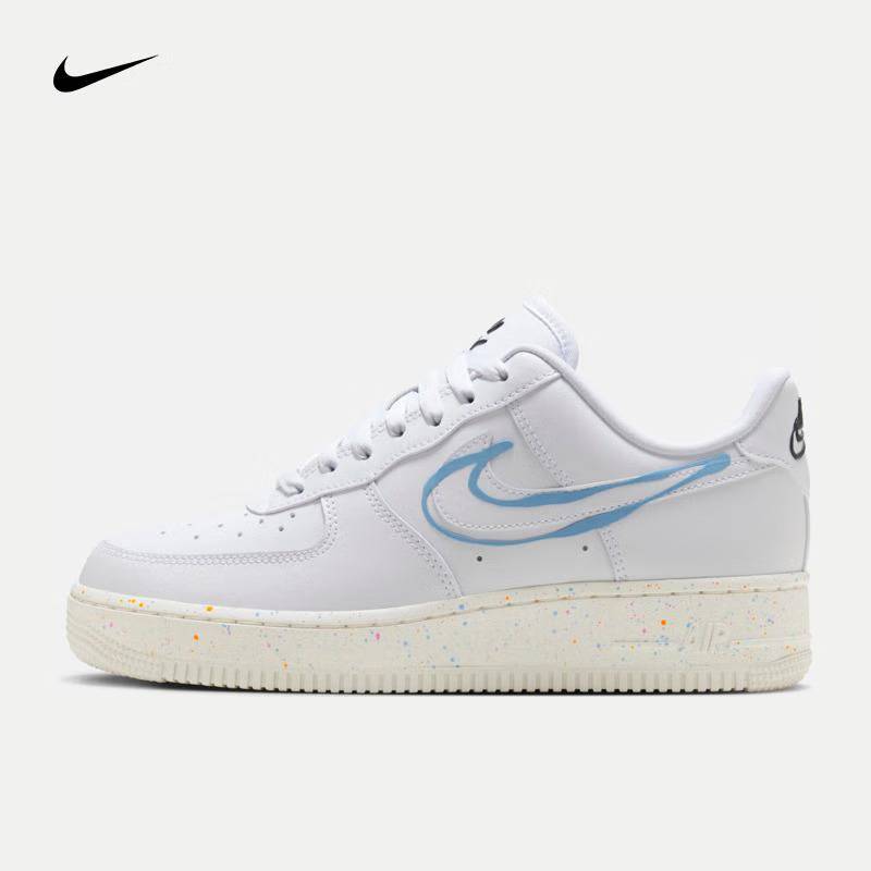 女鞋Air Force 1 AF1白蓝色笑脸空军一号运动休闲板鞋