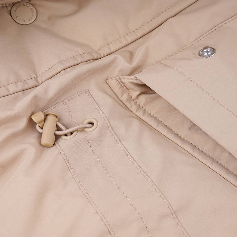 女款连帽毛领中长款外套