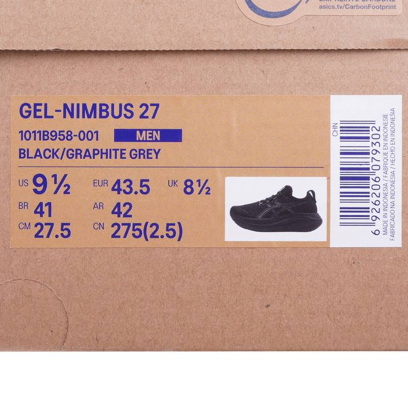 男子运动鞋GEL-NIMBUS 27时尚透气低帮缓震跑步鞋 1011B958-001