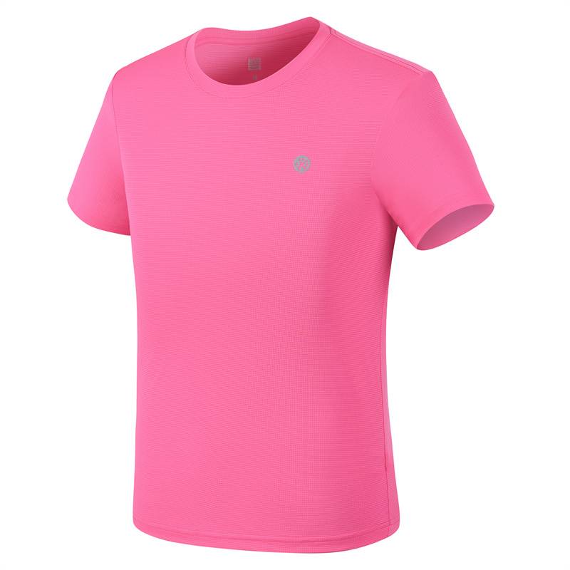 男子纯色圆领套头品牌反光印花LOGO方格75面料吸湿速干透气四面弹力亲肤跑步马拉松体考体测综训竞训有氧运动魔方短袖T恤FRTJ005-9