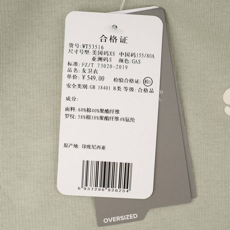 女子潮流经典简约休闲长袖套头卫衣WT53516-GAS