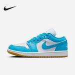 女鞋Air Jordan 1 AJ1白蓝低帮复古板鞋篮球鞋DC0774-104