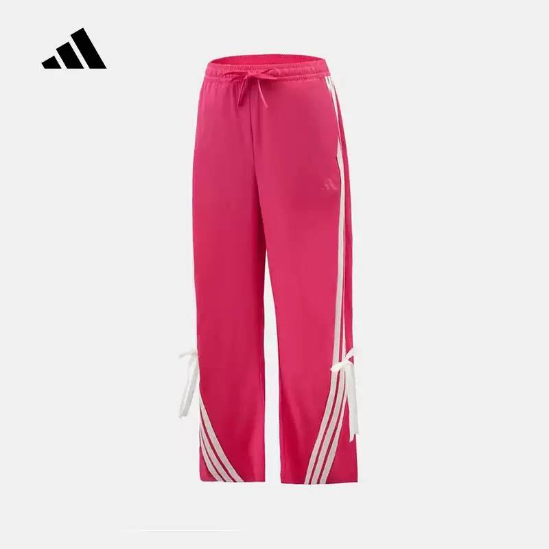 女子蝴蝶结阔腿裤运动香蕉扭扭裤梭织直筒长裤KR8708