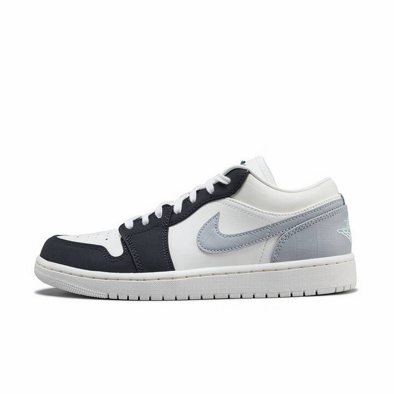 男鞋Air Jordan 1 LOW AJ1白灰黑男子潮流低帮休闲运动鞋