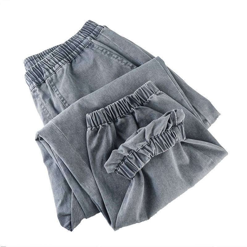 男女同款复古水洗朋克刺绣中腰休闲裤13789087