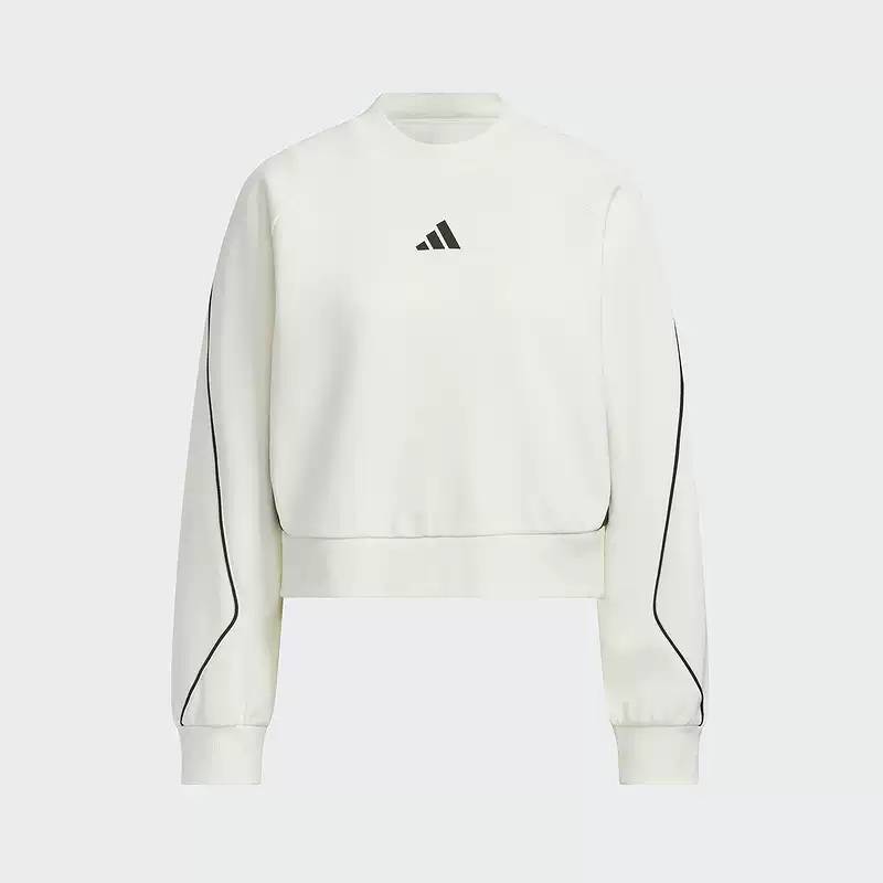 女子三条纹运动休闲宽松短款套头衫卫衣KB7601