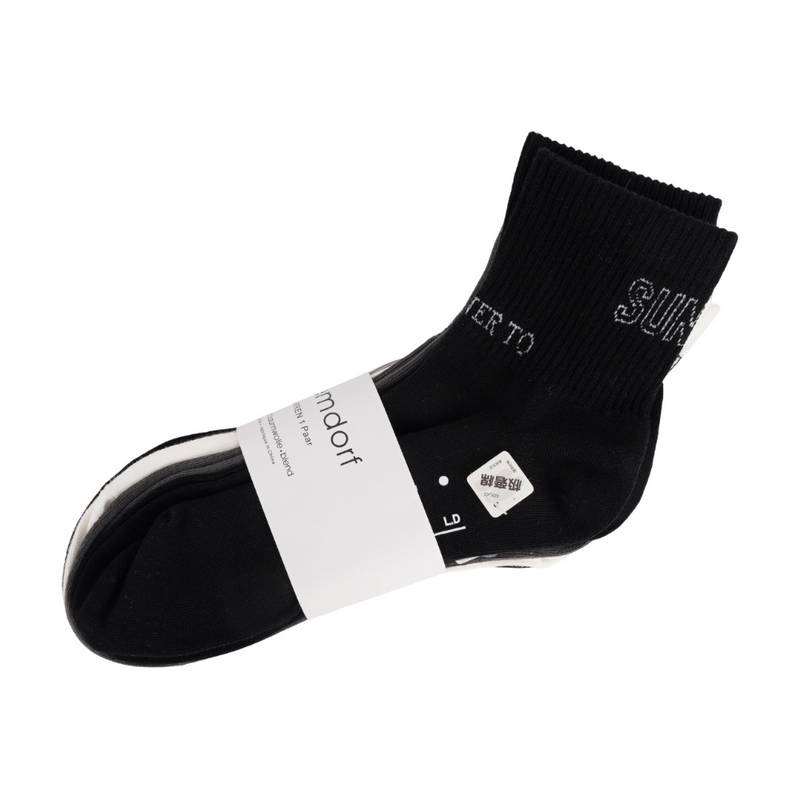 男子字母印花中筒袜三双装（颜色随机）