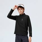 儿童款半高领logo长袖撞色速干T恤