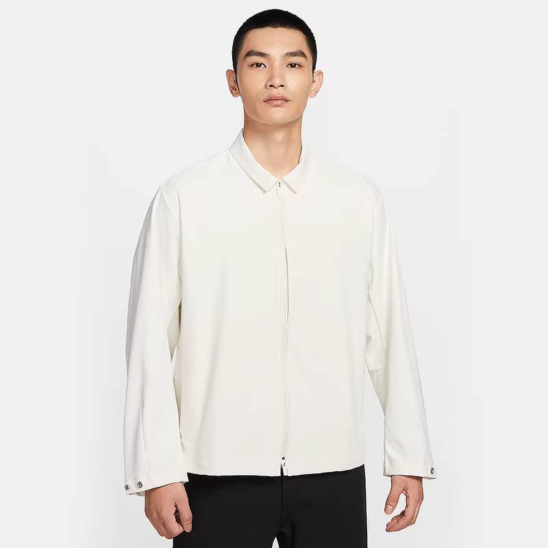 男子立领外套米白色针织运动夹克IF2868-133