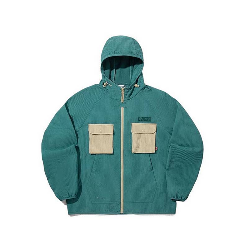 男子简约拼色梭织拉链连帽夹克外套AFDVC07-1