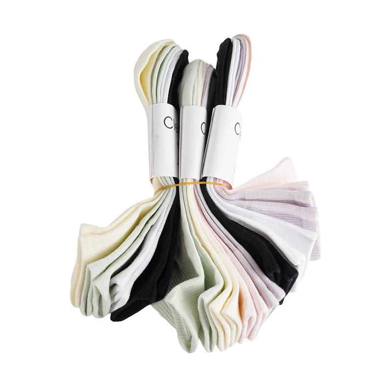 女子休闲运动低帮袜4双装（下单请备注颜色：黑白黄绿、紫粉黄绿、黑白紫粉）