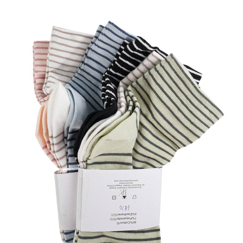 女子休闲条纹袜3双装（下单请备注颜色：黑咖绿、粉咖蓝）