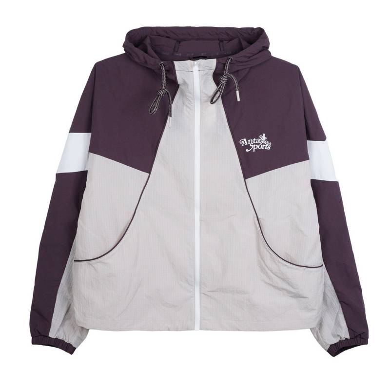 安踏正品户外女梭织运动上衣2026夏新款时尚潮连帽风衣162628602-2