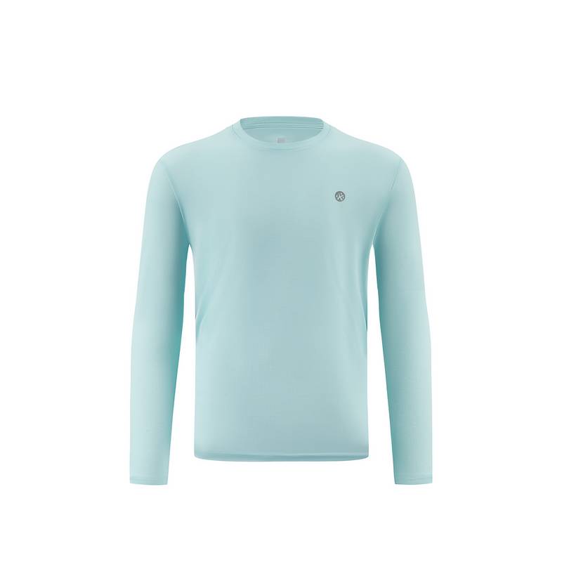 男子魔方网格透气通道速干反光印花LOGO运动健身长袖跑步T恤FRTJ009-19