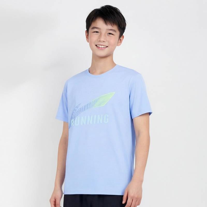 李宁儿童短袖T恤2026新款男大童跑步系列青少年夏季针织YTSW009-2