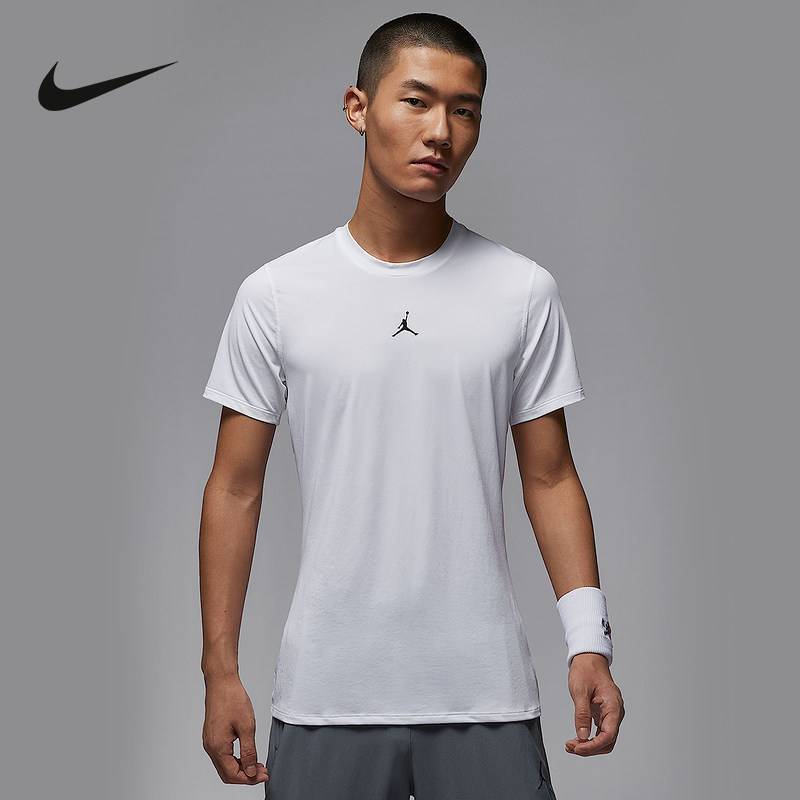 Jordan耐克DRI-FIT夏男子速干短袖T恤跑步运动紧身上衣HV4100-100
